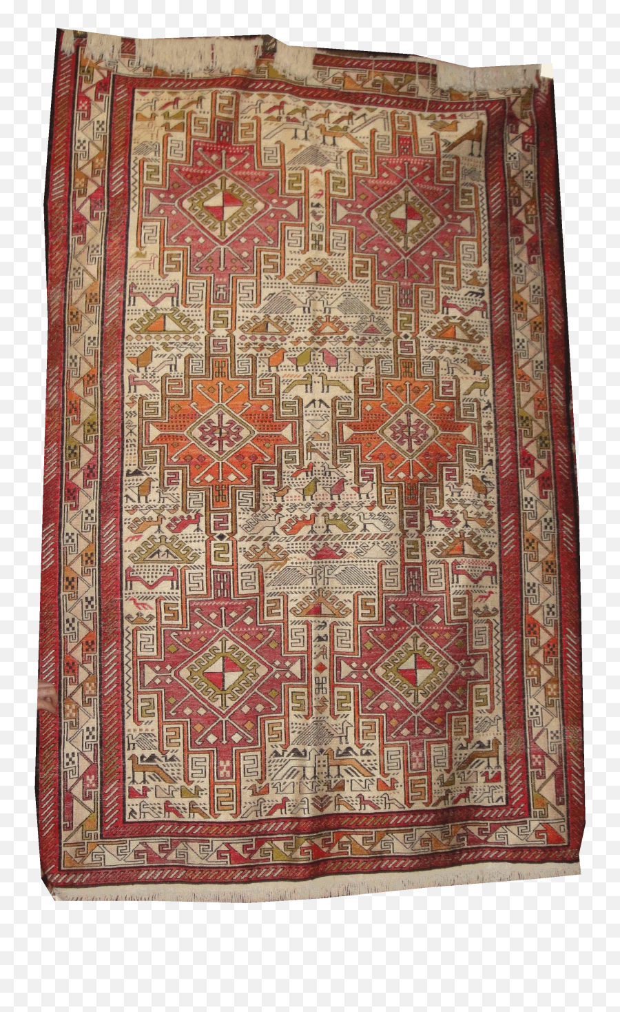 Soumak Made Of Silk Pictorial Tribal Motif Pinksred Emoji,Tribal Emotion