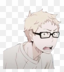 The Most Edited Suprise Picsart - Haikyuu Wallpaper Tsukishima Emoji,Mone Emoticons Black Background