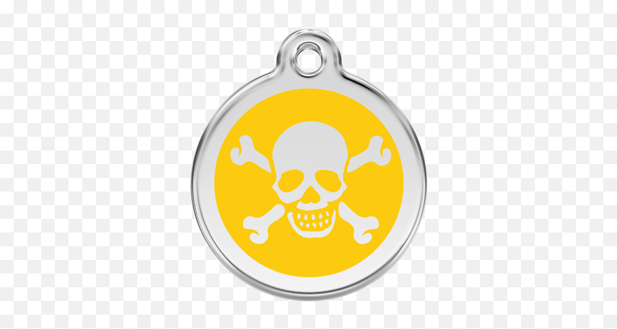 Red Dingo Skull U0026 Cross Bones Yellow Tag - Lifetime Guarantee Cat Dog Pet Id Ebay Paw Patrol Skye Collar Tag Emoji,Skull And Crossbone Emoji