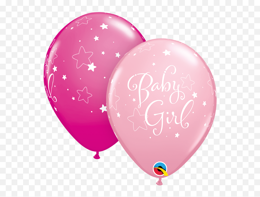 10 X 11 Qualatex Latex Balloons - Baby Girl Stars Pink Welcome Baby Pink Balloon Png Emoji,Emoji Party Decor