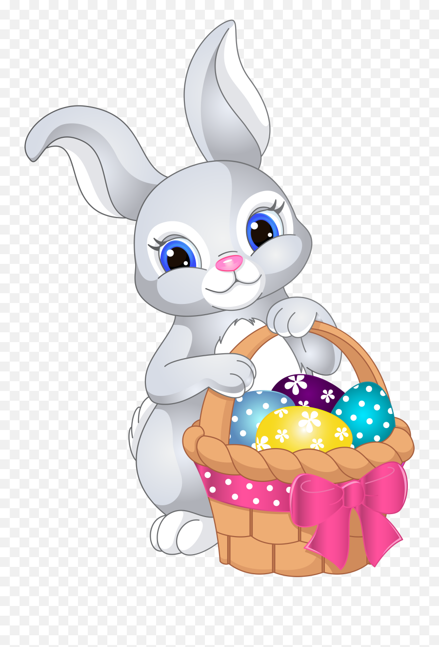 Clipart Happy Easter Basket Clipart - Cute Easter Bunny Cartoon Emoji,Happy Easter Emoji