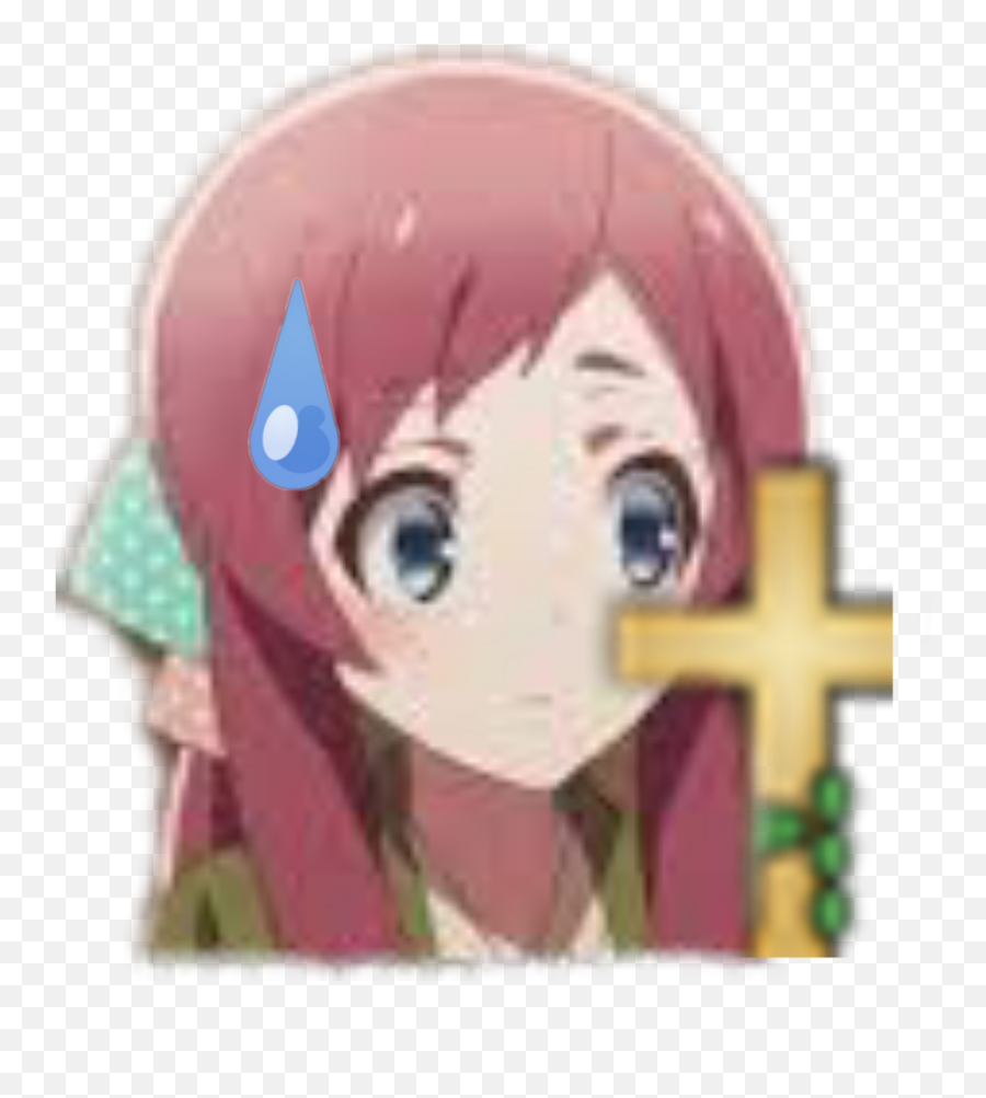 Animegirlholdingcross - Anime Holding Cross Meme Emoji,Cross Emoji