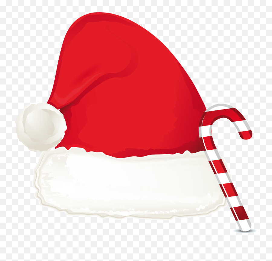 Christmas Candy Cane Ornament And Santa - Santa Hat And Candy Cane Emoji,Christmas Stocking Emoji Png