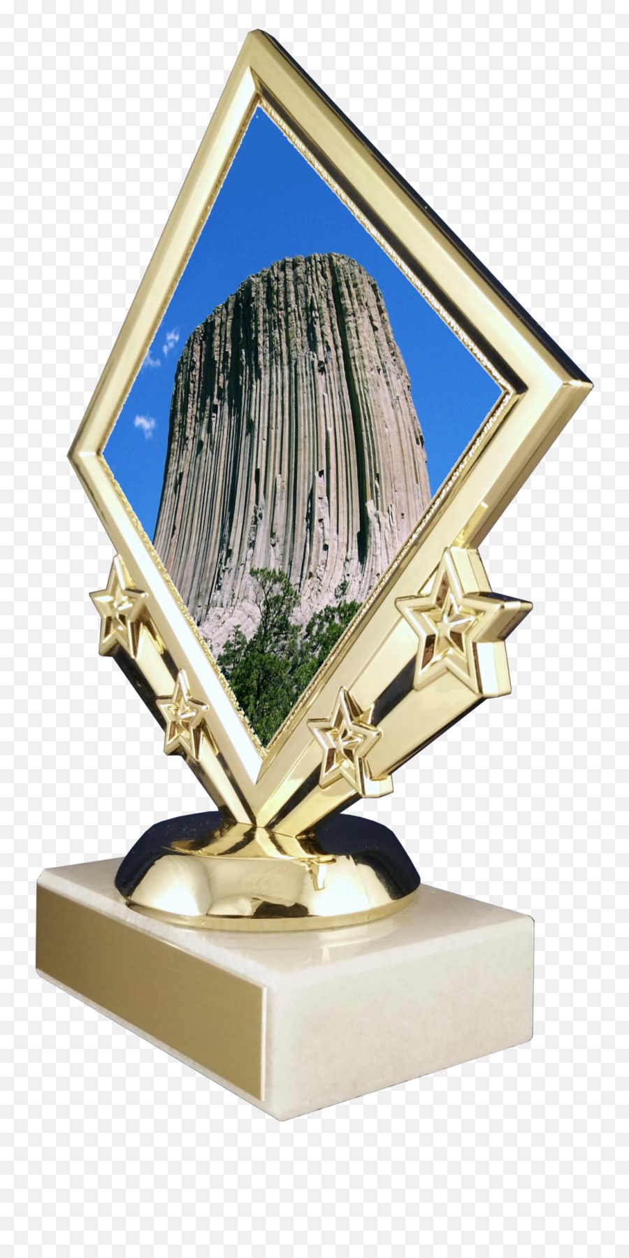 Alien Diamond Trophy On Marble - Devils Tower National Monument Emoji,Alien In A Box Next To Emojis