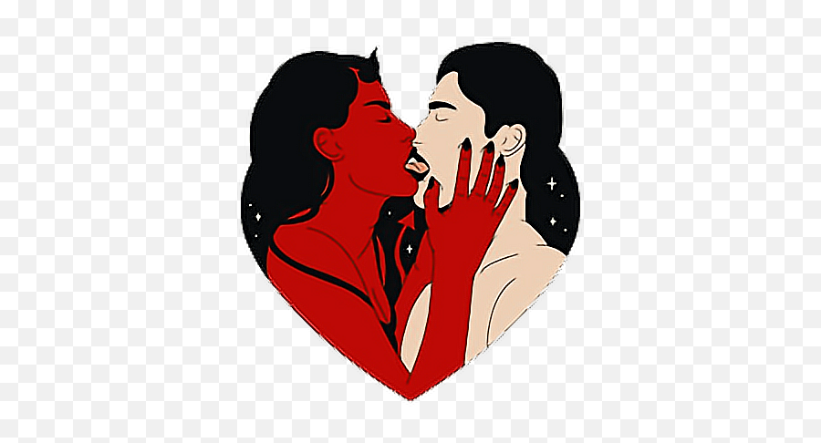 Love Human Devil Demon Heart Red Sticker By Evlyn - Aesthetic Devil Love Drawing Emoji,Devil Kiss Emoji
