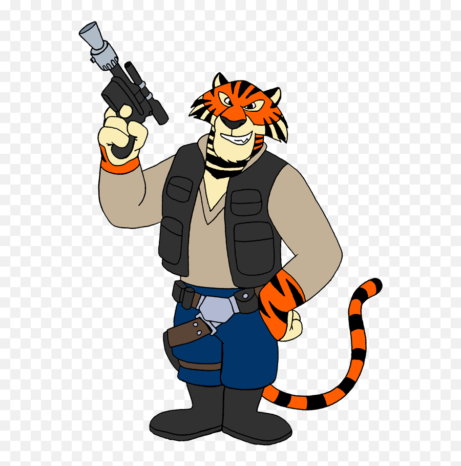 Lion Holding A Gun Clipart - Tiger Holding The Gun Mascot Logo Emoji,Han Solo I Know Emoji