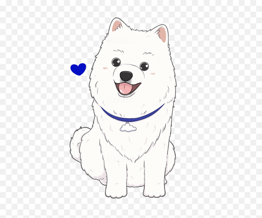 Draw Cute Dog Cartoon Illustration Pet Stickers Emojis - Japanese Spitz,Eskimo Emoji