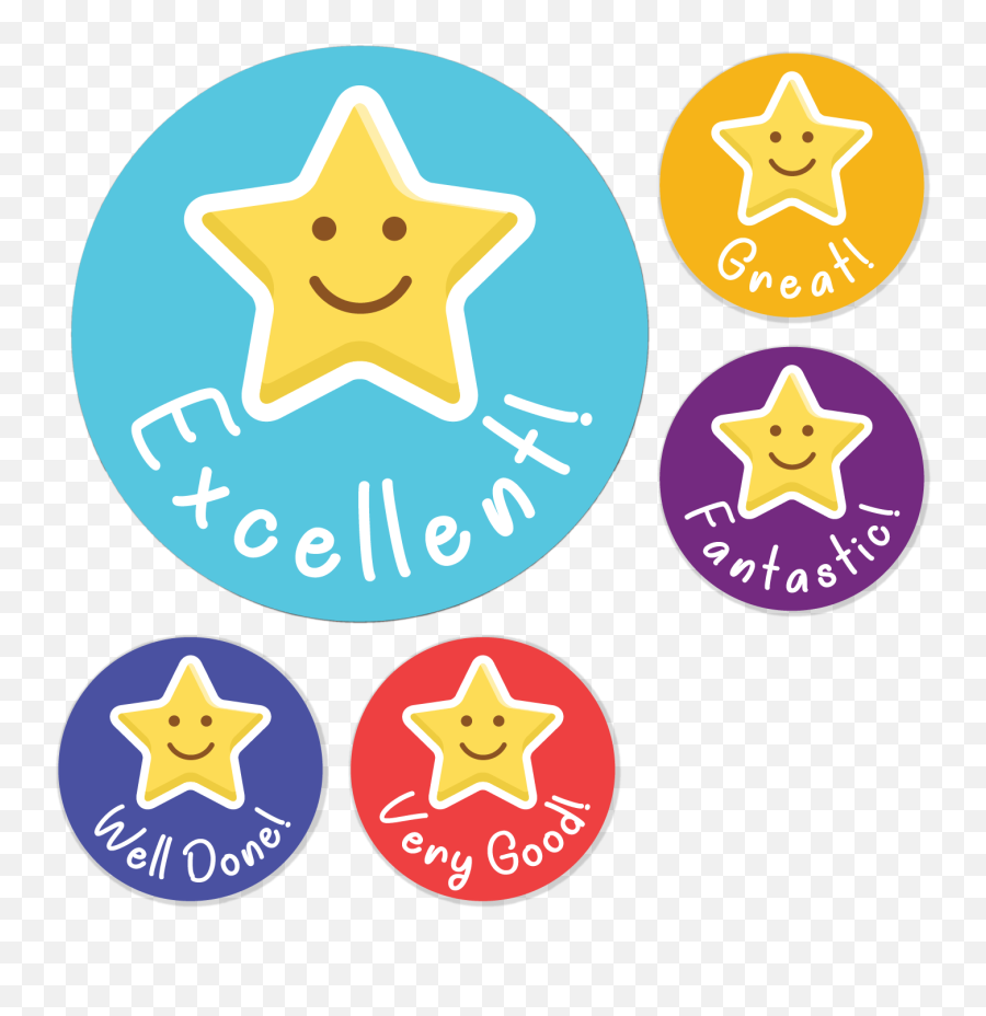 144 Smiling Star Reward Stickers For - Dot Emoji,Teacher Emoji Stickers