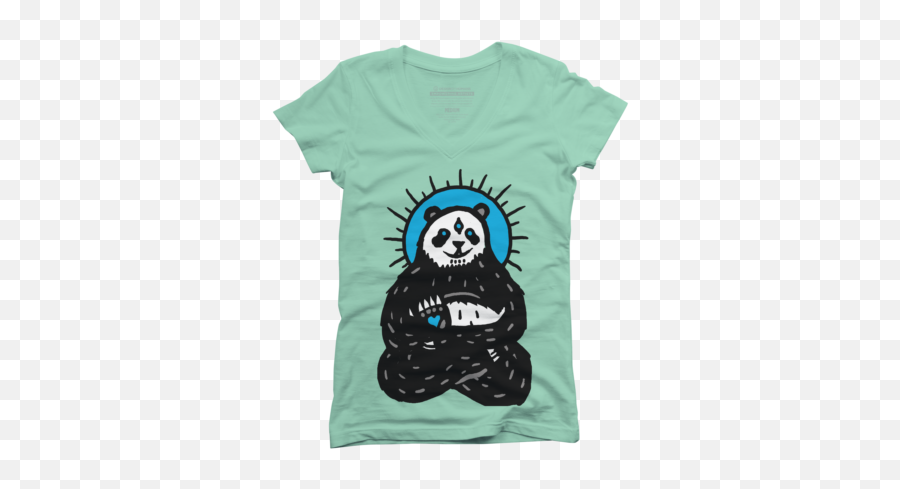 Panda Juniorsu0027 V - Neck Tshirts Design By Humans Short Sleeve Emoji,Tskull Emoticon