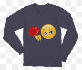 Unisex Emoticon With Rose Long Sleeve T - Shirt What Emoji,Red Rose Emoticon
