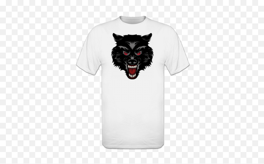 Angry Wolf Head T - Shirt Werewolf Emoji,Fang Emoticon