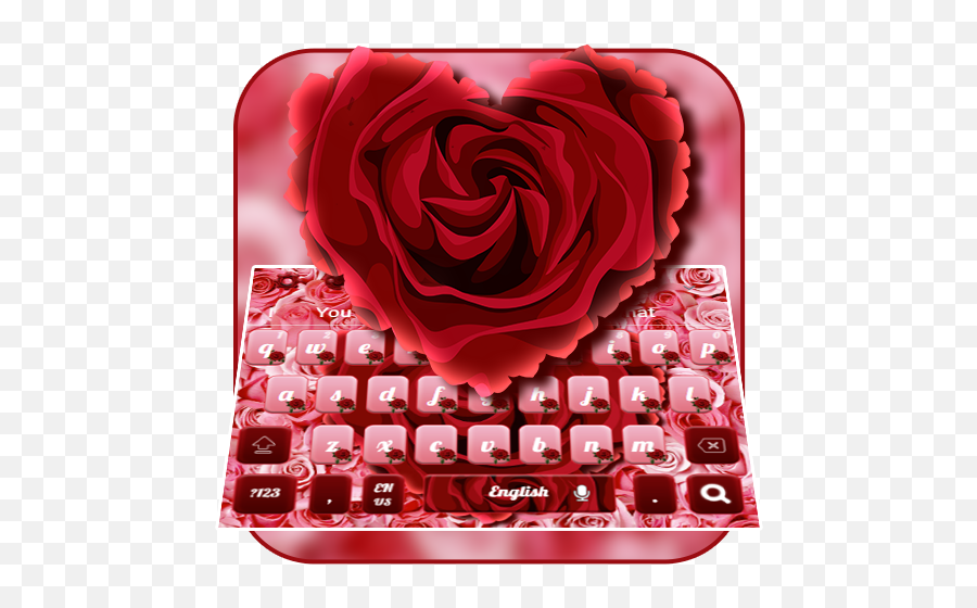 Red Rose Heart Keyboard Theme - Garden Roses Emoji,Pink Rose Emoticon Meaning