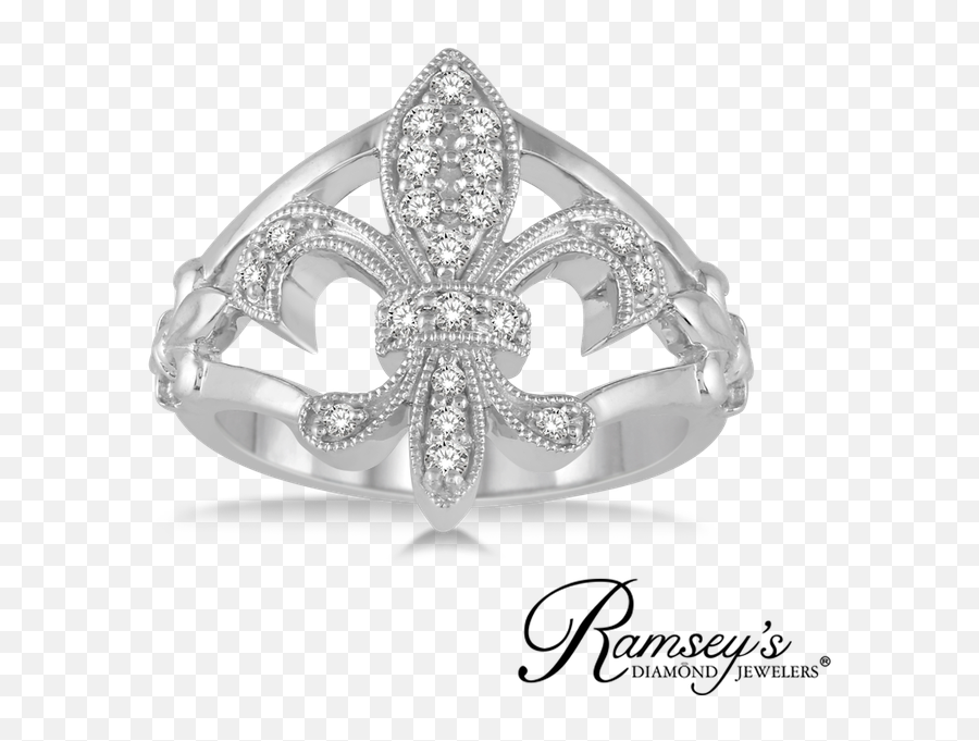 14ct Tw Diamond Fleur De Lis Ring In Sterling Silver - Solid Emoji,Emotion Ring White