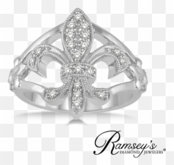 14ct Tw Diamond Fleur De Lis Ring In Sterling Silver - Solid Emoji,Emotion Ring White