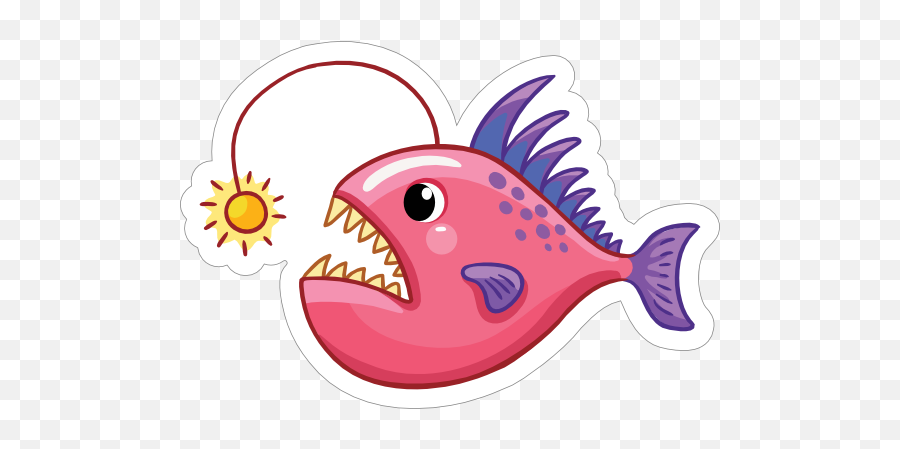 Pink And Purple Anglerfish Sticker - Angler Fish Sticker Emoji,Clowfish Emoji