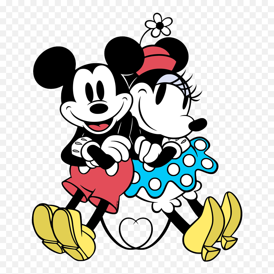 Clip Art Of Classic Mickey And Minnie - Minnie Mouse Simple Fabric Emoji,Mickey Mouse Emotion Coloring Pages