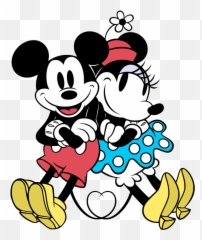 Clip Art Of Classic Mickey And Minnie - Minnie Mouse Simple Fabric Emoji,Mickey Mouse Emotion Coloring Pages