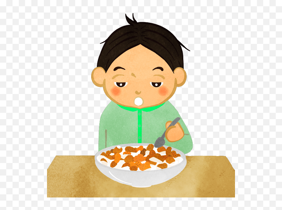 Boy Just Woke Up And Eating Cereal - Cute2u A Free Cute Emoji,Asian With Rice Hat Emoji