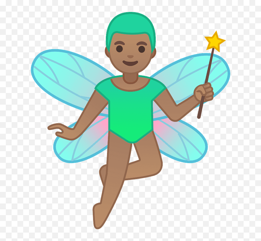 Man Fairy Emoji Clipart - Fairy Man Emoji,Magic Wand Emoji Android