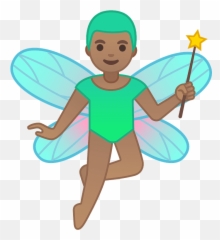 Man Fairy Emoji Clipart - Fairy Man Emoji,Magic Wand Emoji Android