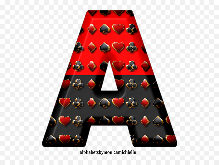 Monica Michielin Alphabets Red Black Suit Playing Cards - Dot Emoji,Novos Emoticons Para Facebook 2013