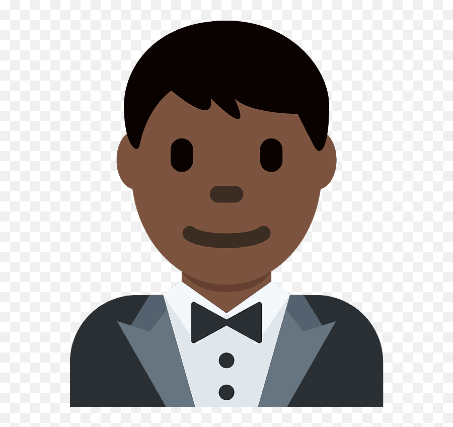 Man In Tuxedo Emoji With Dark Skin Tone - Man In Smoking Emoji,Tuxedo Emoji