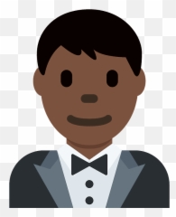 Man In Tuxedo Emoji With Dark Skin Tone - Man In Smoking Emoji,Tuxedo Emoji