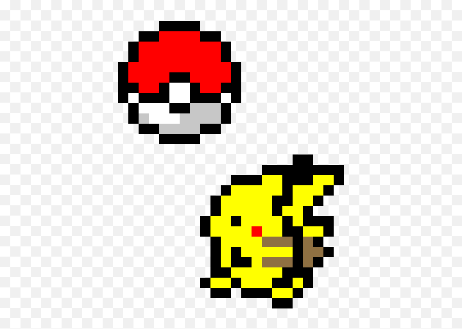 Pikachu And Pokeball Pixel Art - Pikachu And Pokeball Pixels Pixel Art Easy Pikachu Emoji,Pikachu Emoji