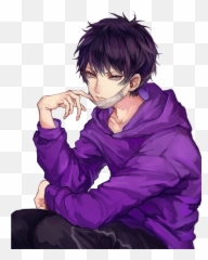 Anime Png Images Manga Kimono - Male Purple Hair Anime Boy Emoji,Manga Emotion Symbols Png