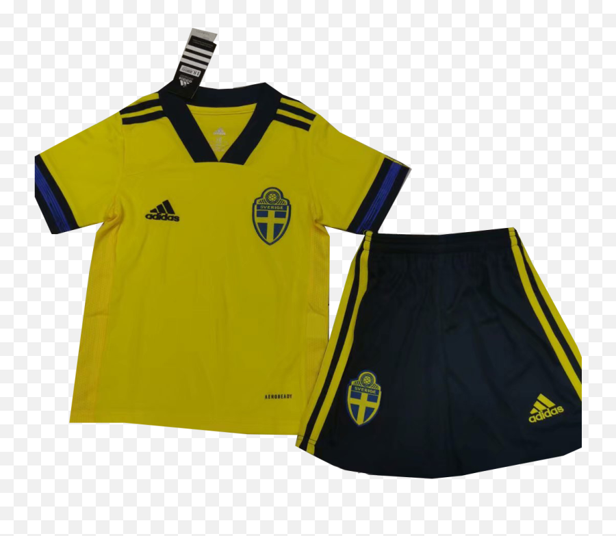 Kids 2020 Euro Sweden Home Youth Soccer Jersey With Shorts Emoji,I Love Soccer Emotion Shirt