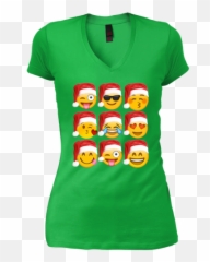 Fortuitous Emoji Christmas T Shirt Heart Eyes Kiss Laughing,Green Laughing Emoji