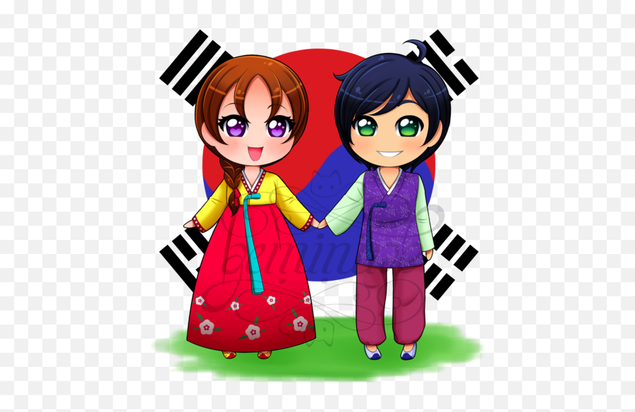 Clothes Clipart Animated Clothes - Traditional Dress Of Korea Cartoon Emoji,Cute Korean Emoji