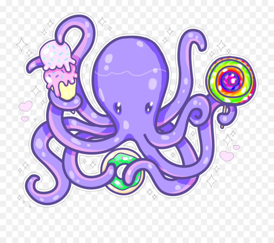 Scoctopus Octopus Cute Purple Sticker - Common Octopus Emoji,Purple Octopus Emoji