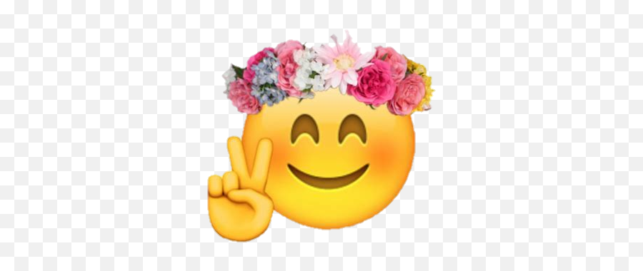 Customemoji Flowercrown Crown Sticker - Uwu Emoji With Flower Crown,Peace Sign Emoji