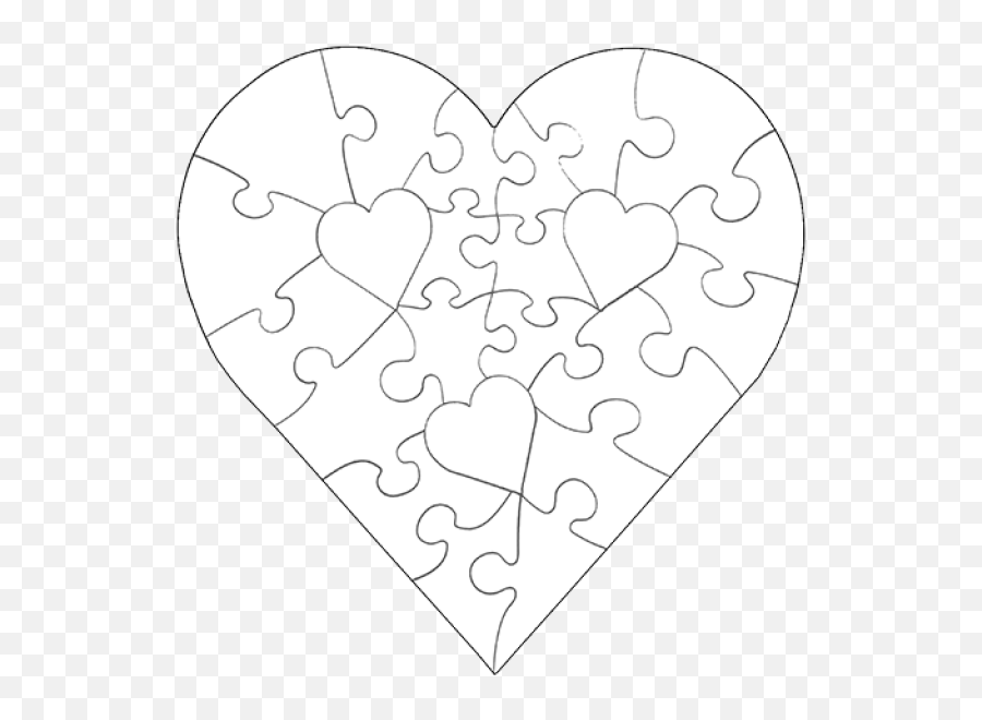 Puzzle Piece Template - Heart Puzzle Outline Png Emoji,New Emojis Puzzle Piece