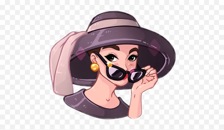 Cartoonaudreyhepburn Sticker - Telegram Miss Hepburn Emoji,Sunglasses Emoji Costume