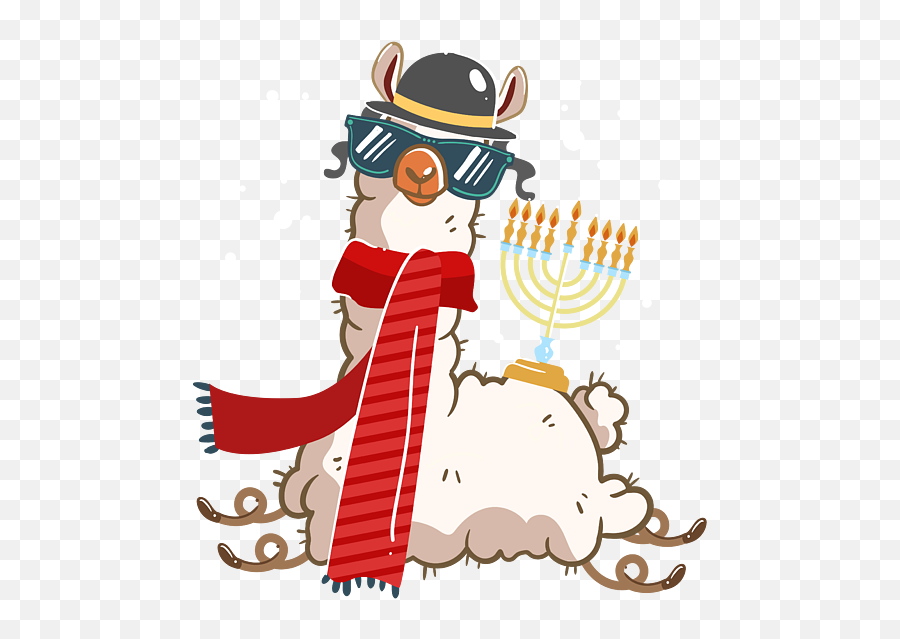 Menorah Hanukkah Llama Cute Alpaca Chanukah Gift T - Shirt For Menorah Emoji,Chanukah Menorah Emoticon