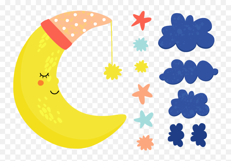 Moon And Stars Illustration Wall Art - Immagine Luna Per Bambini Emoji,Moon Emoji Gifts