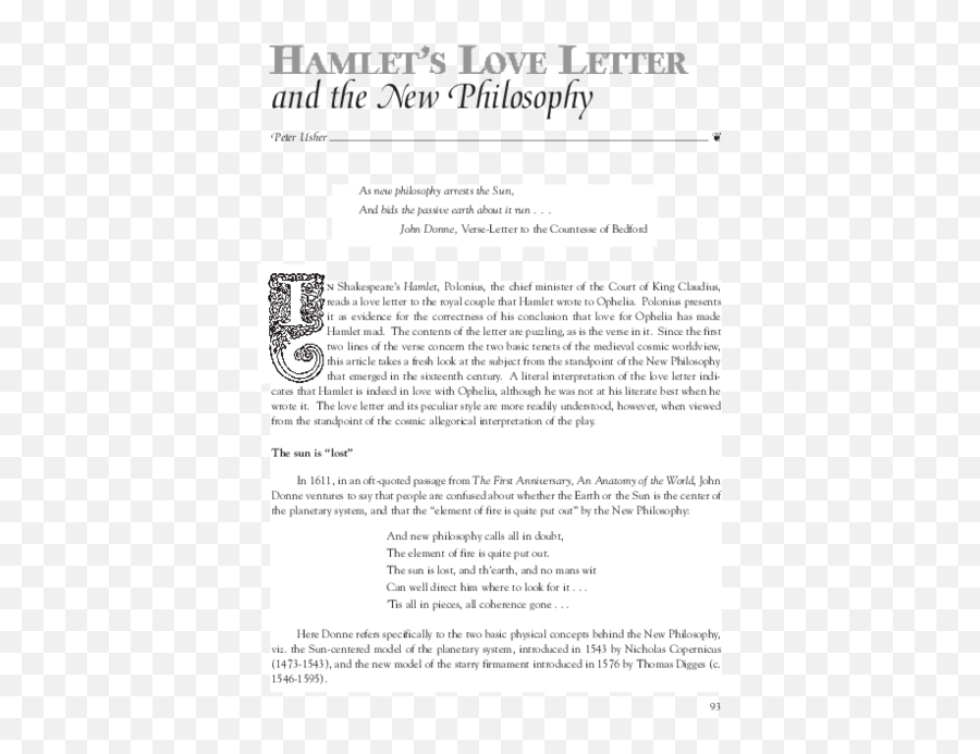 Pdf Hamletu0027s Love Letter And The New Philosophy Peter D Emoji,Hamlet Deep Emotions