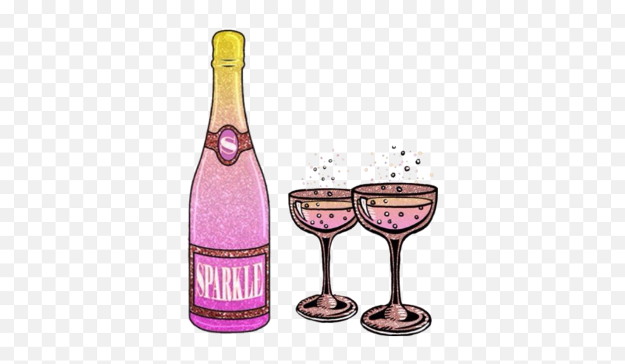 Celebration Champagne Cute Sticker By Carolynemalan2 - Champagne Glass Emoji,Birthday Wine Emoji