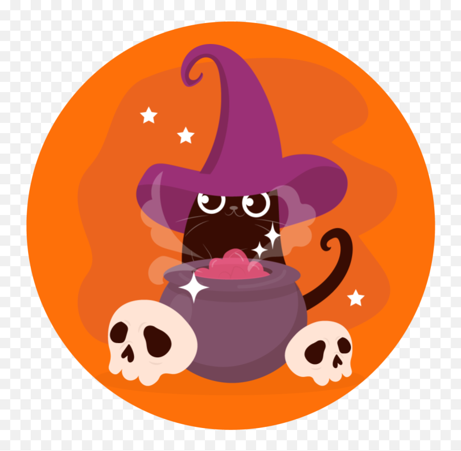 Cat With Witch Hat Illustration Halloween Coaster - Fictional Character Emoji,Emojis Of Halloween Cats