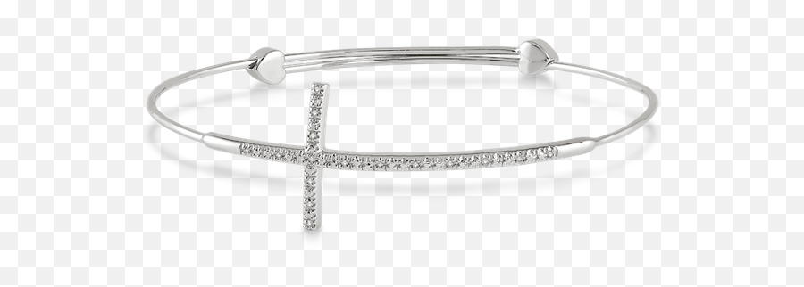 05ct Tw Diamond Cross Bangle In Sterling Silver Emoji,Solitaire Emotion