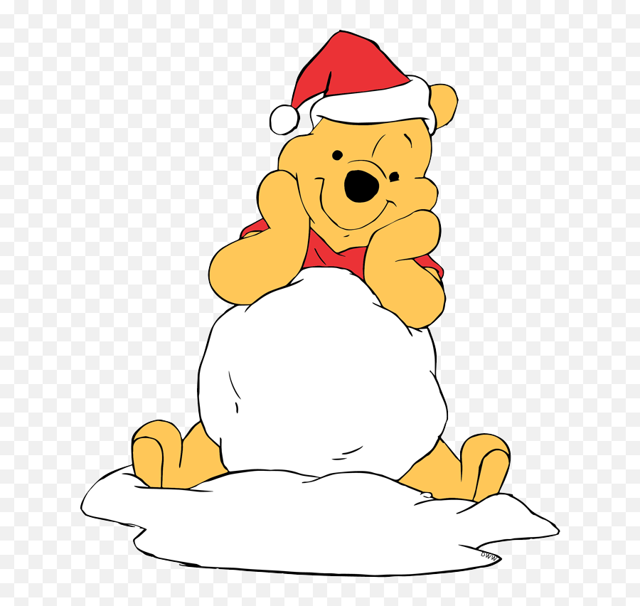 Clip Art Of Winnie The Pooh Wearing A Santa Hat Posing With - Winnie The Pooh Christmas Clipart Emoji,Lipstick Santa Hat Emoticons