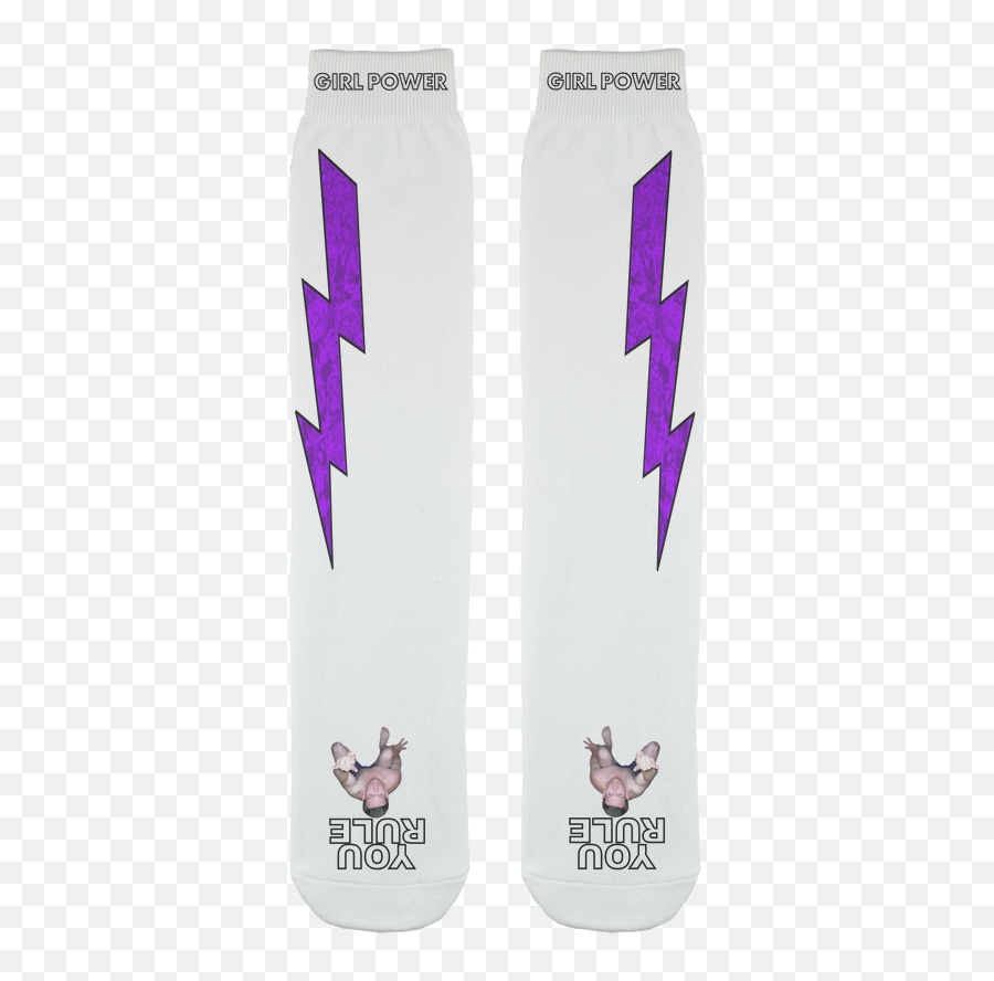 Rule Girl Power Socks Purple Lightning - Chicken Emoji,Girls Emoji Knee Socks