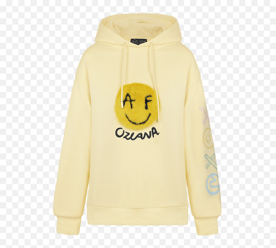 Happy Af Mink Patch Hoodie Yellow - Hooded Emoji,Aw Emoticon