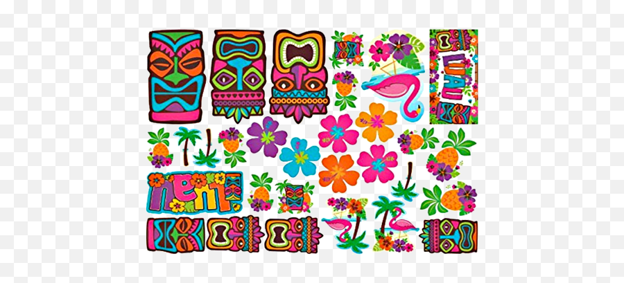 Tiki Luau Mega Value Pack Of Cutouts - Tiki Luau Emoji,Luau Emoji