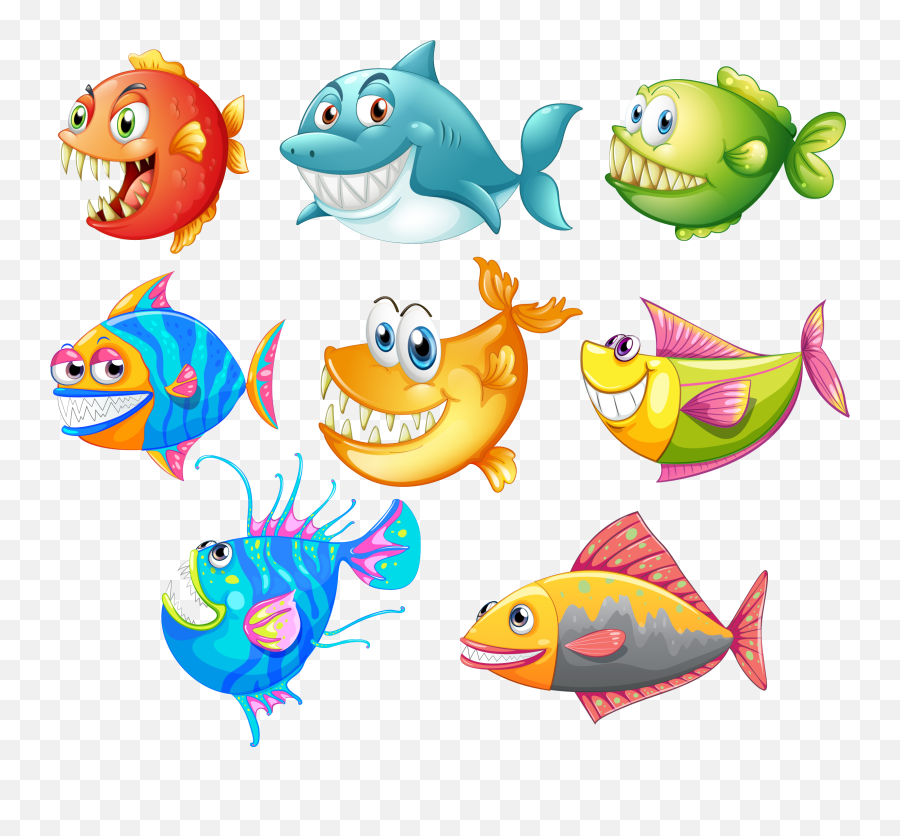Download Cute Shark Fish Cartoon Vector - Fish Emoji,Hynes Eagle Cute Emoji Backpack Cool Kids School Backpack