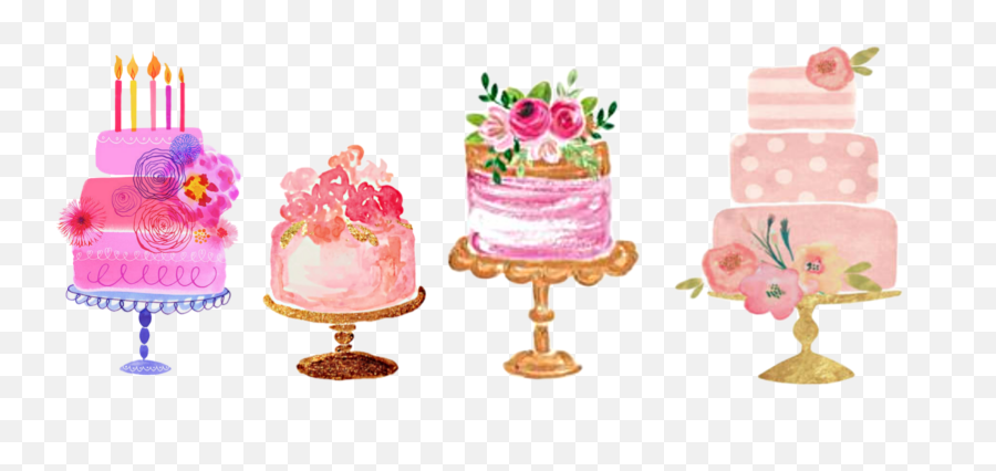 Watercolor Pink Cake Sticker - Cake Decorating Supply Emoji,Pink Cake Emojis