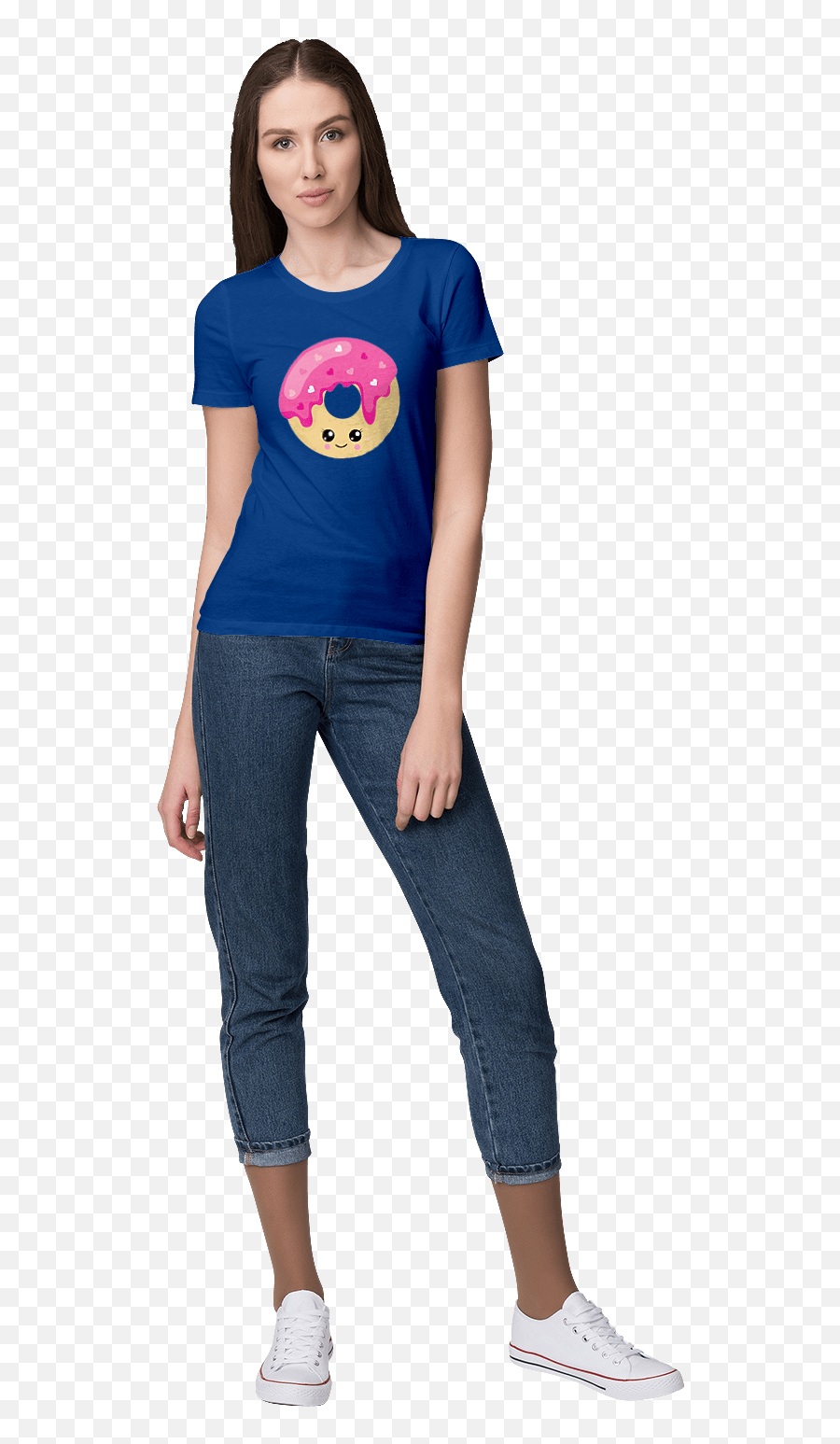 Womenu0027s T - Shirt With Print Pink Donut With A Smile Art Emoji,B3c Emoticon