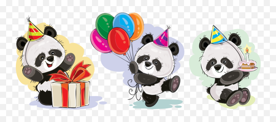 Birthday Party Panda Illustration Wall Art - Baby Panda Happy Birthday Panda Emoji,Birthday Emoji T Shirts